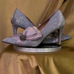 J.Renee Sparkling Silver Heels with Chic Bow